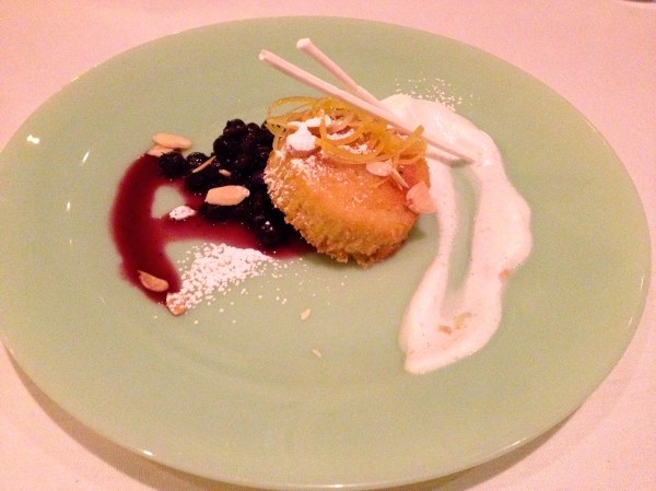 Almond Financier, Preserved Local Blueberries, Lemon and Vanilla