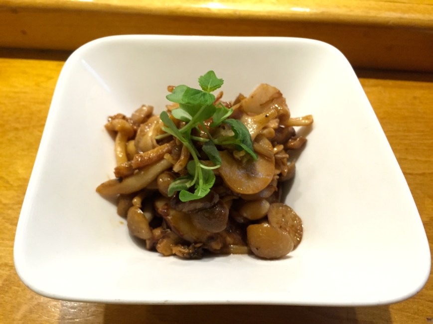 Japanese mushrooms - enoki, shimeji, shiitake, maitake, eringi, citrus-sesame