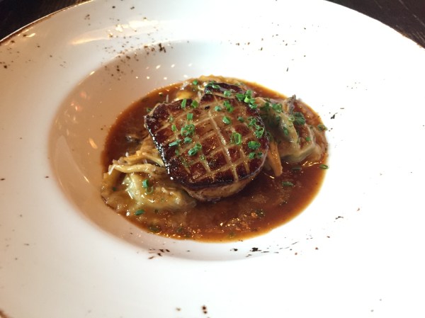 Ravioli & Foie - Maitakes, Mushroom Duxelles, Enriched Veal Jus ($15)